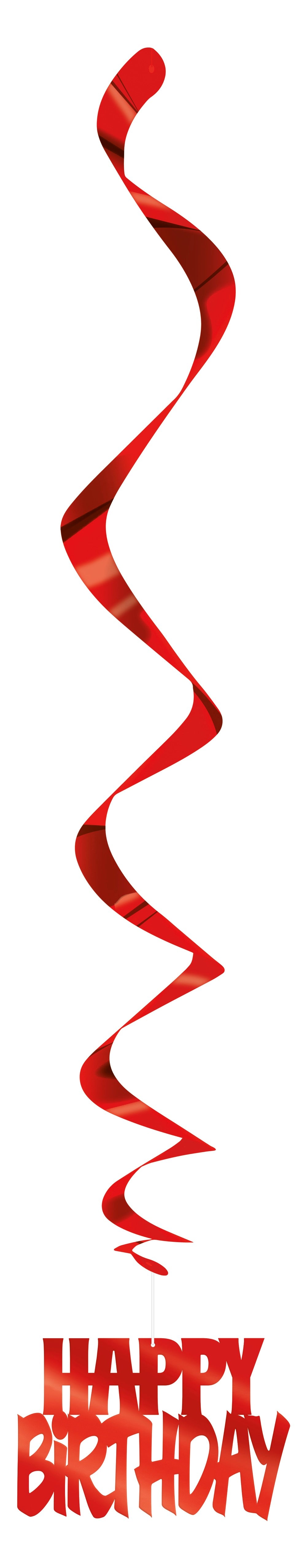 Happy Birthday Red Foil Hanging Swirl Decorations 32in 3ct