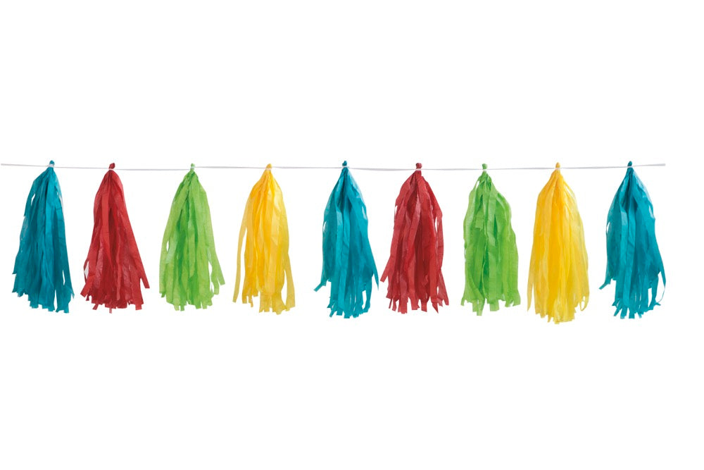 Rainbow Tissue Tassel Garland 9ft