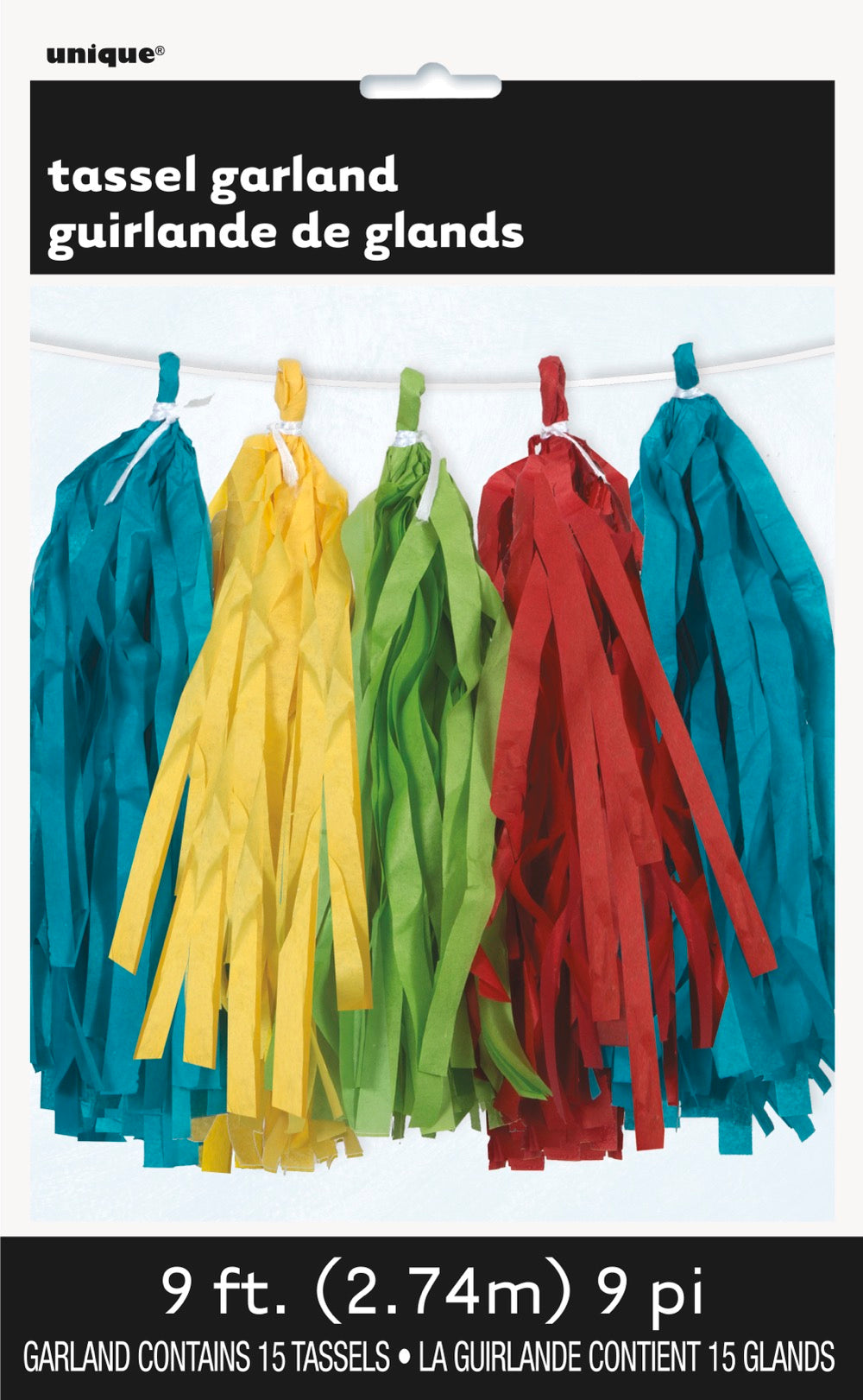 Rainbow Tissue Tassel Garland 9ft