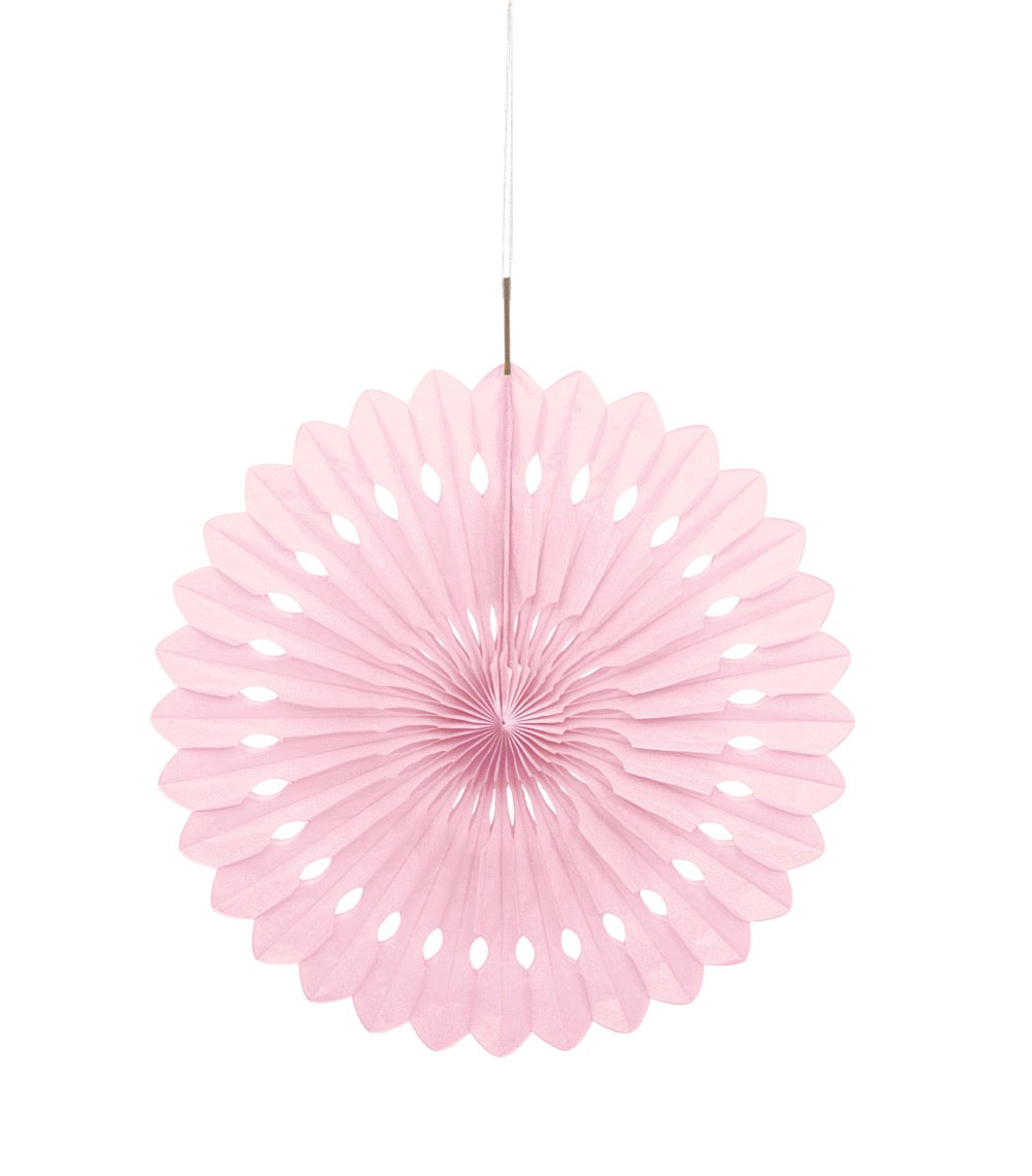 Pink Solid 16in Tissue Paper Fan