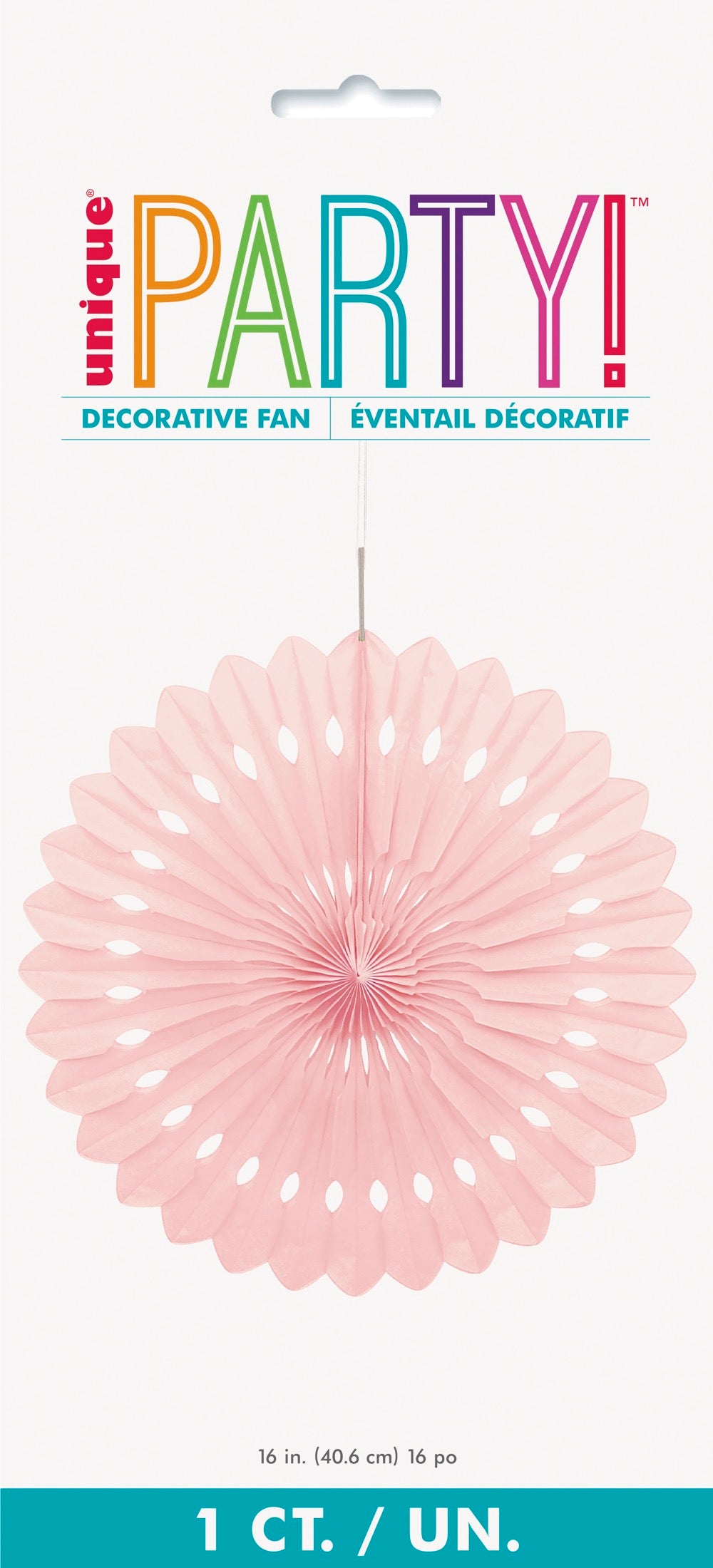 Pink Solid 16in Tissue Paper Fan