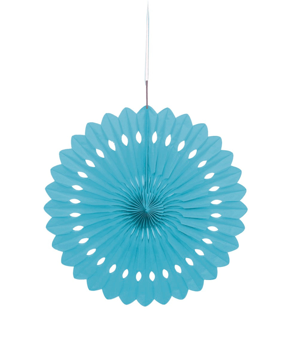 Light Blue Solid 16in Tissue Paper Fan