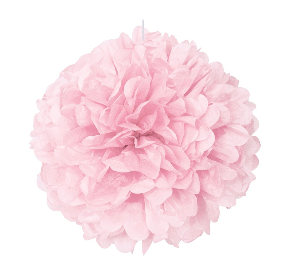 Pink Solid 16in Hanging Tissue Pom Pom