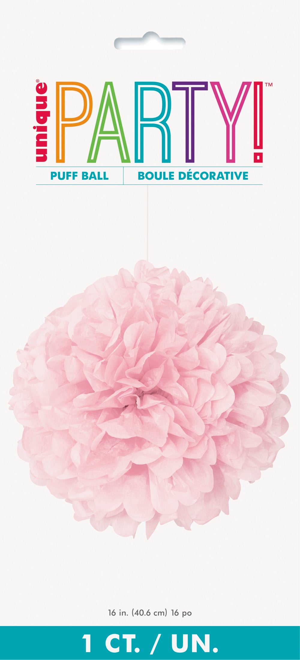 Pink Solid 16in Hanging Tissue Pom Pom