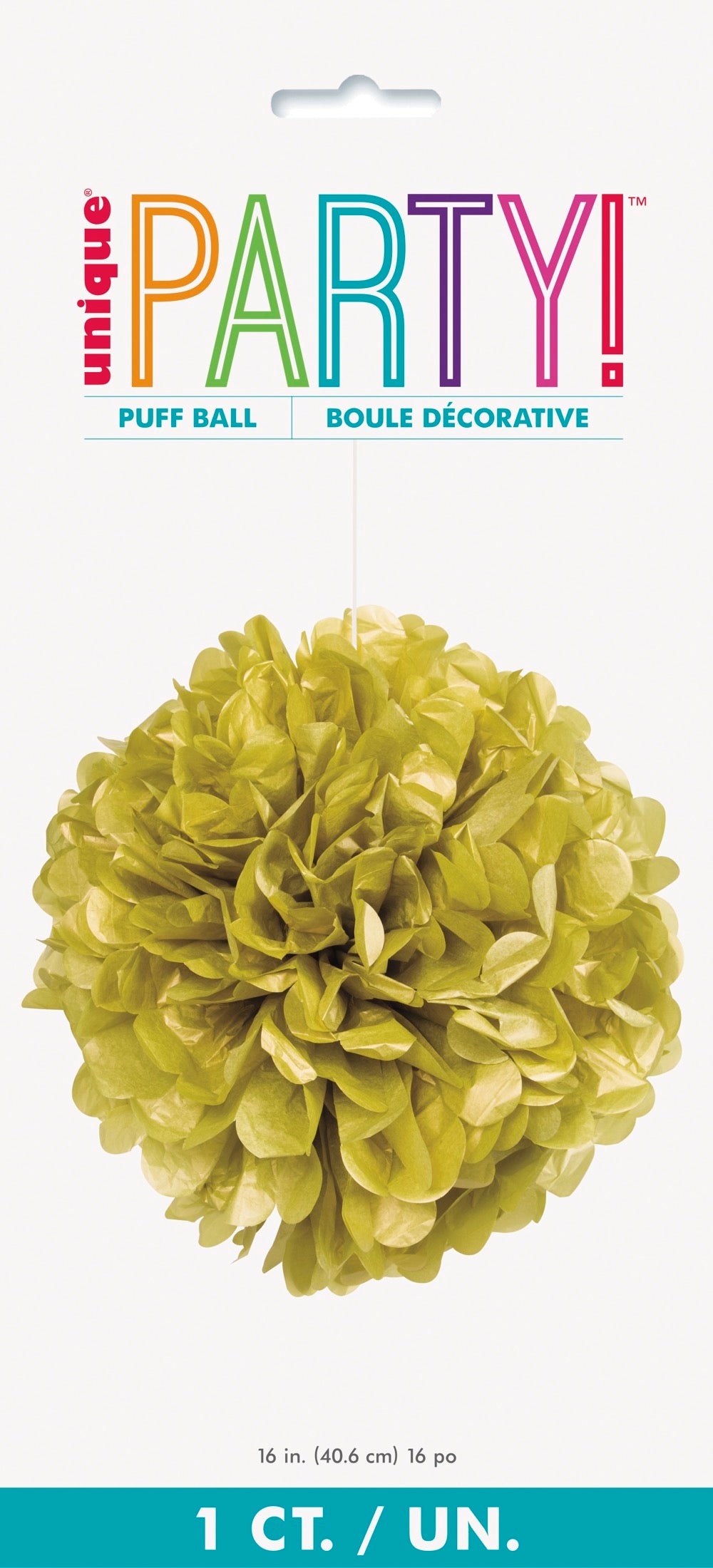 Gold Metallic Solid 16in Hanging Tissue Pom Pom