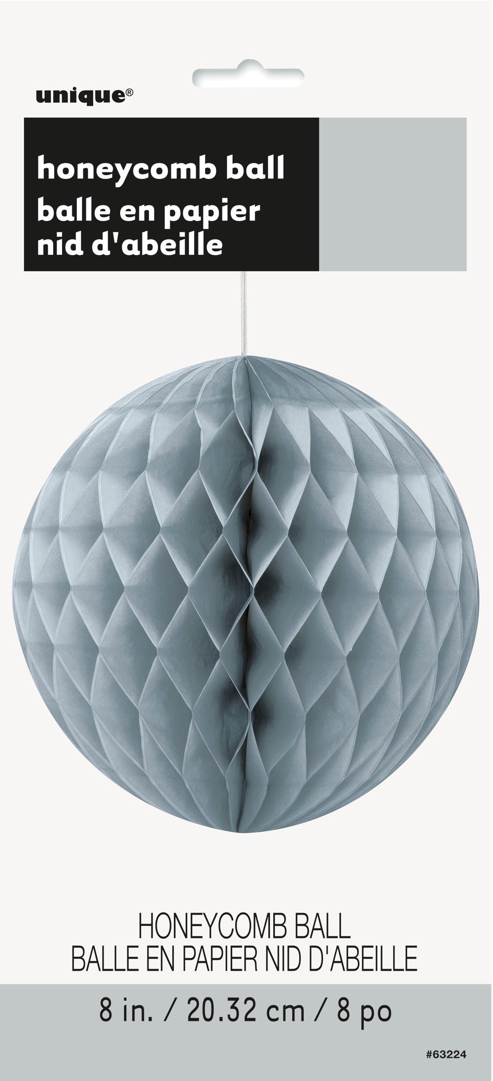 Silver Solid 8in Honeycomb Ball
