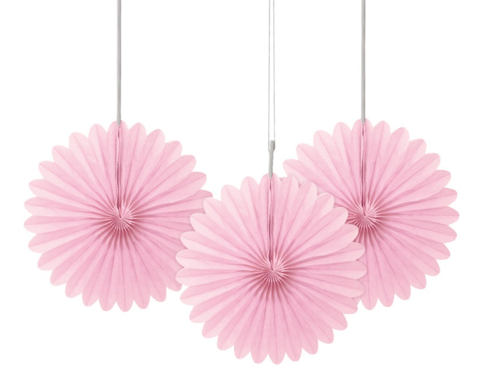 Pink Solid 6in Tissue Paper Fans 3ct