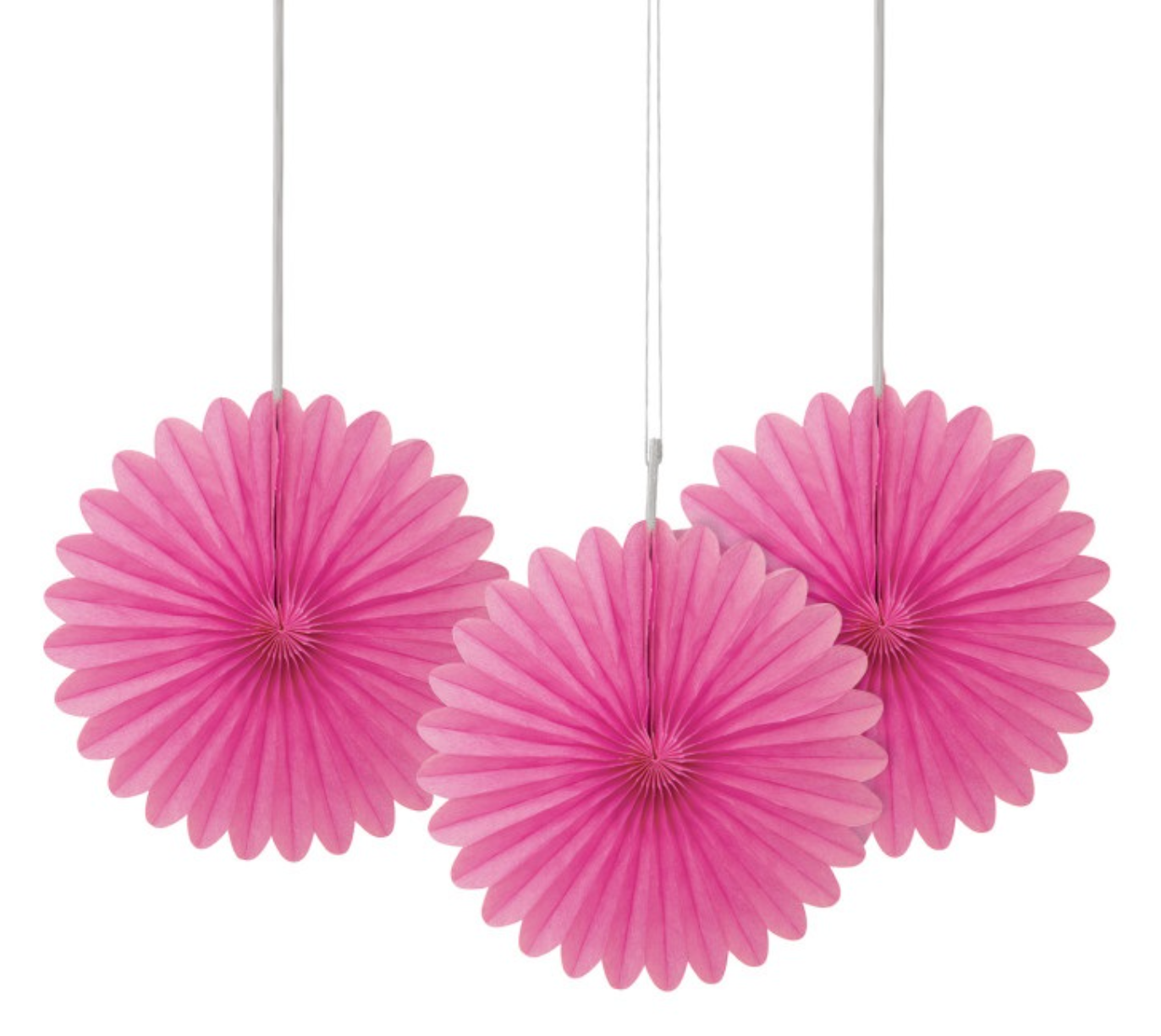 Hot Pink Solid 6in Tissue Paper Fans 3ct