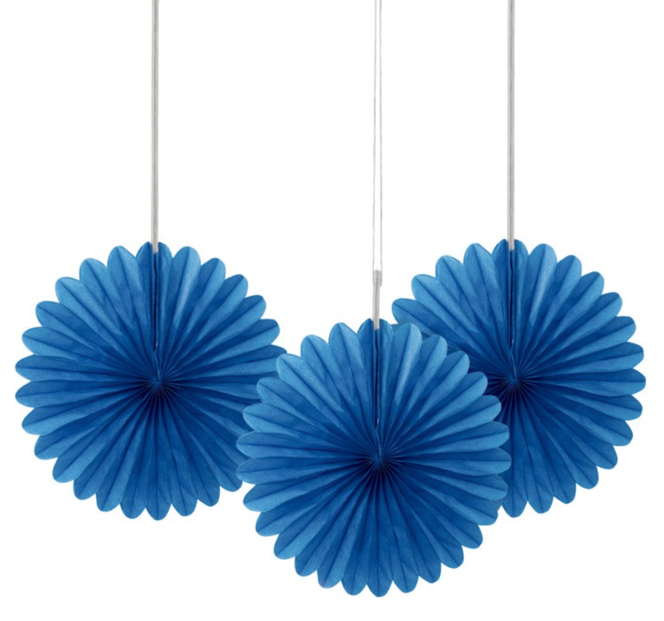 Royal Blue Solid 6in Tissue Paper Fans 3ct