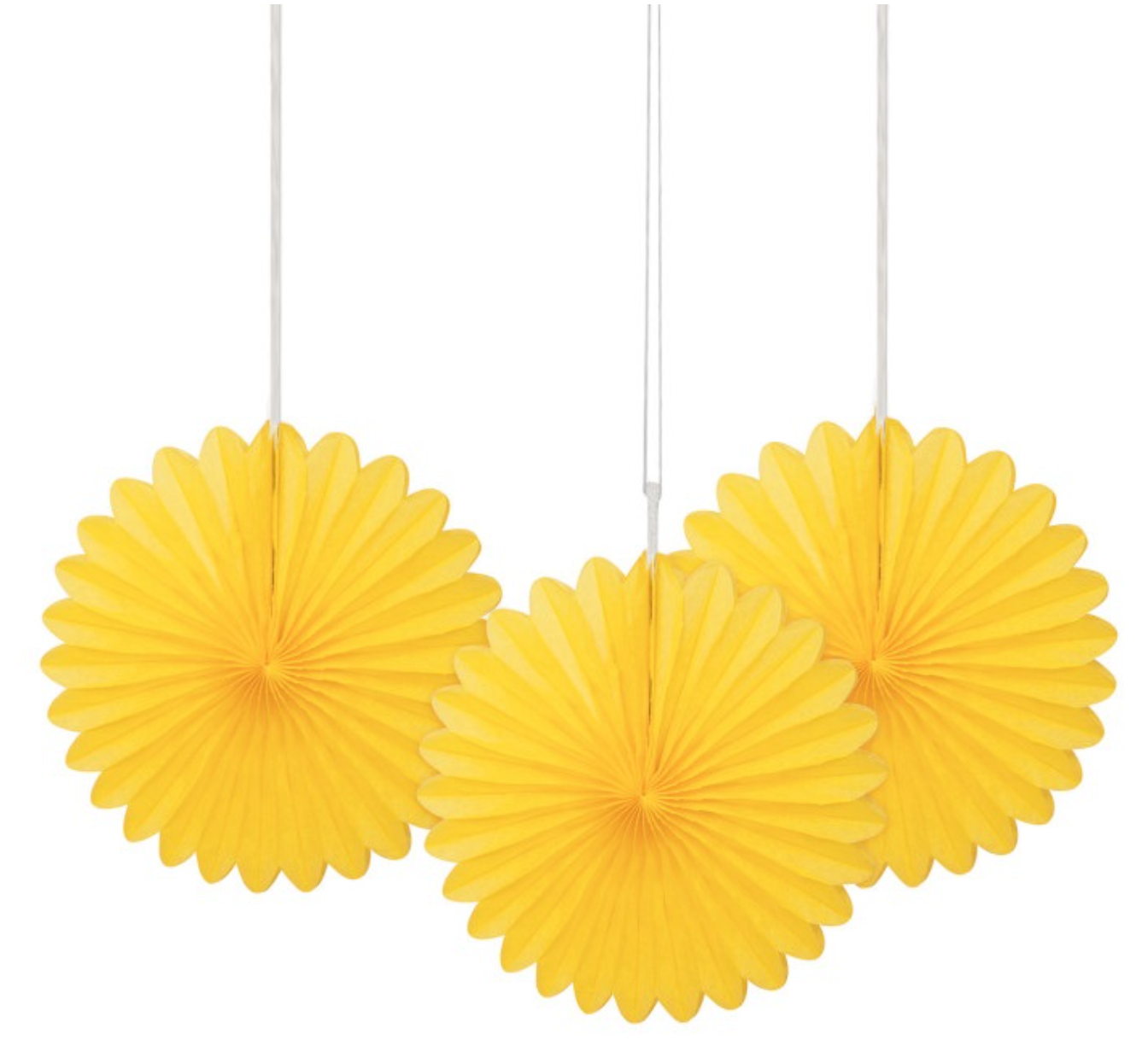 Yellow Solid 6in Tissue Paper Fans 3ct