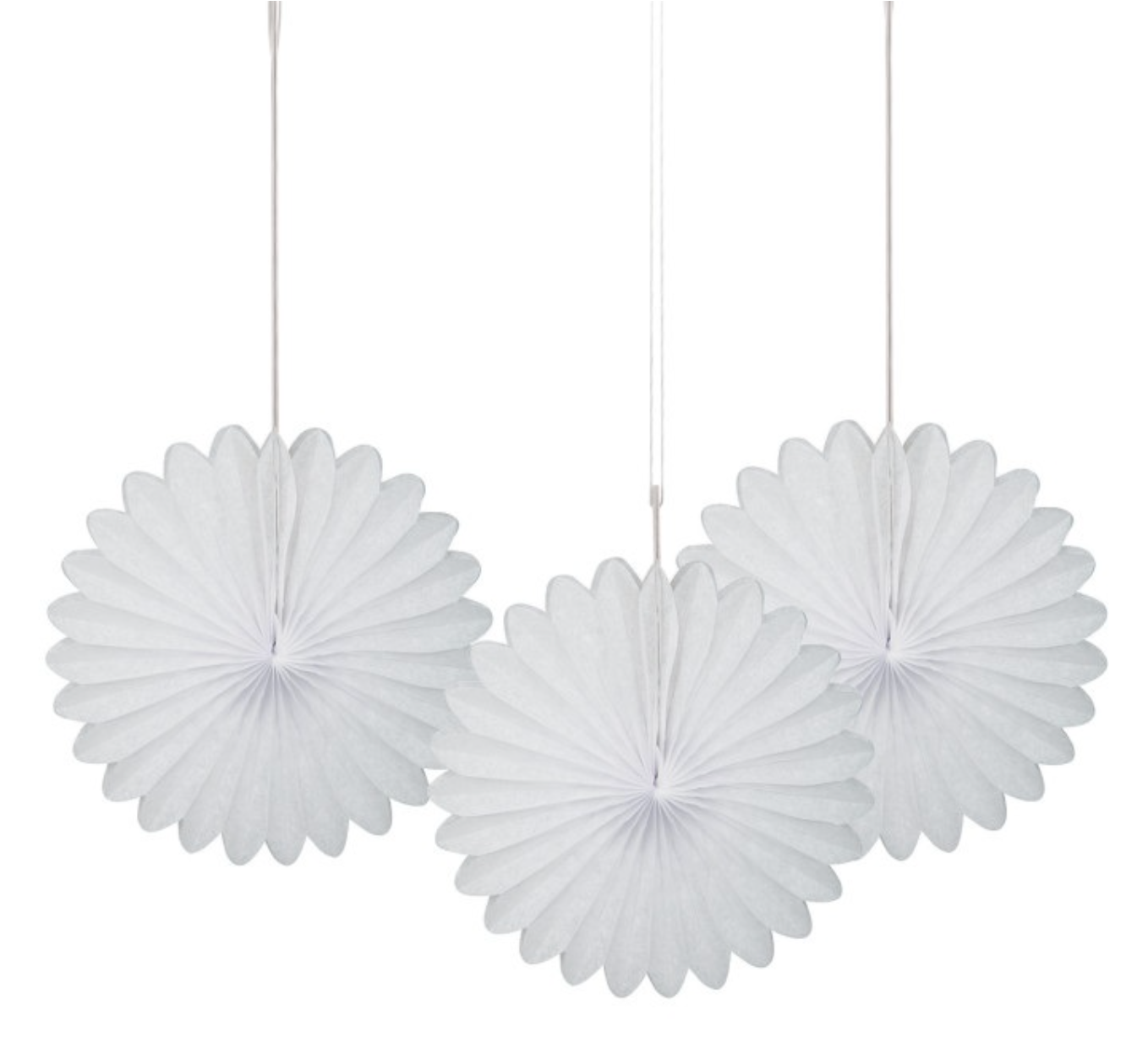 White Solid 6in Tissue Paper Fans 3ct