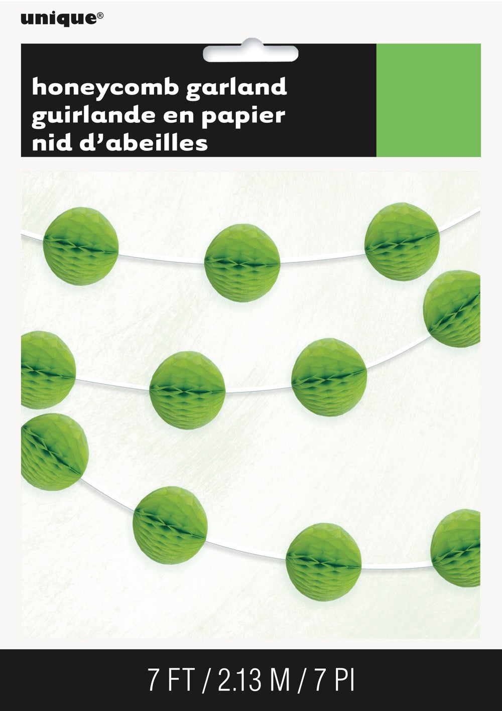 Lime Green Honeycomb Ball Garland 7ft