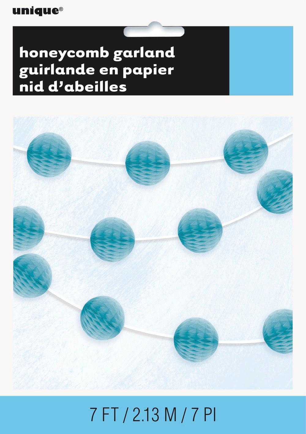 Light Blue Honeycomb Ball Garland 7ft