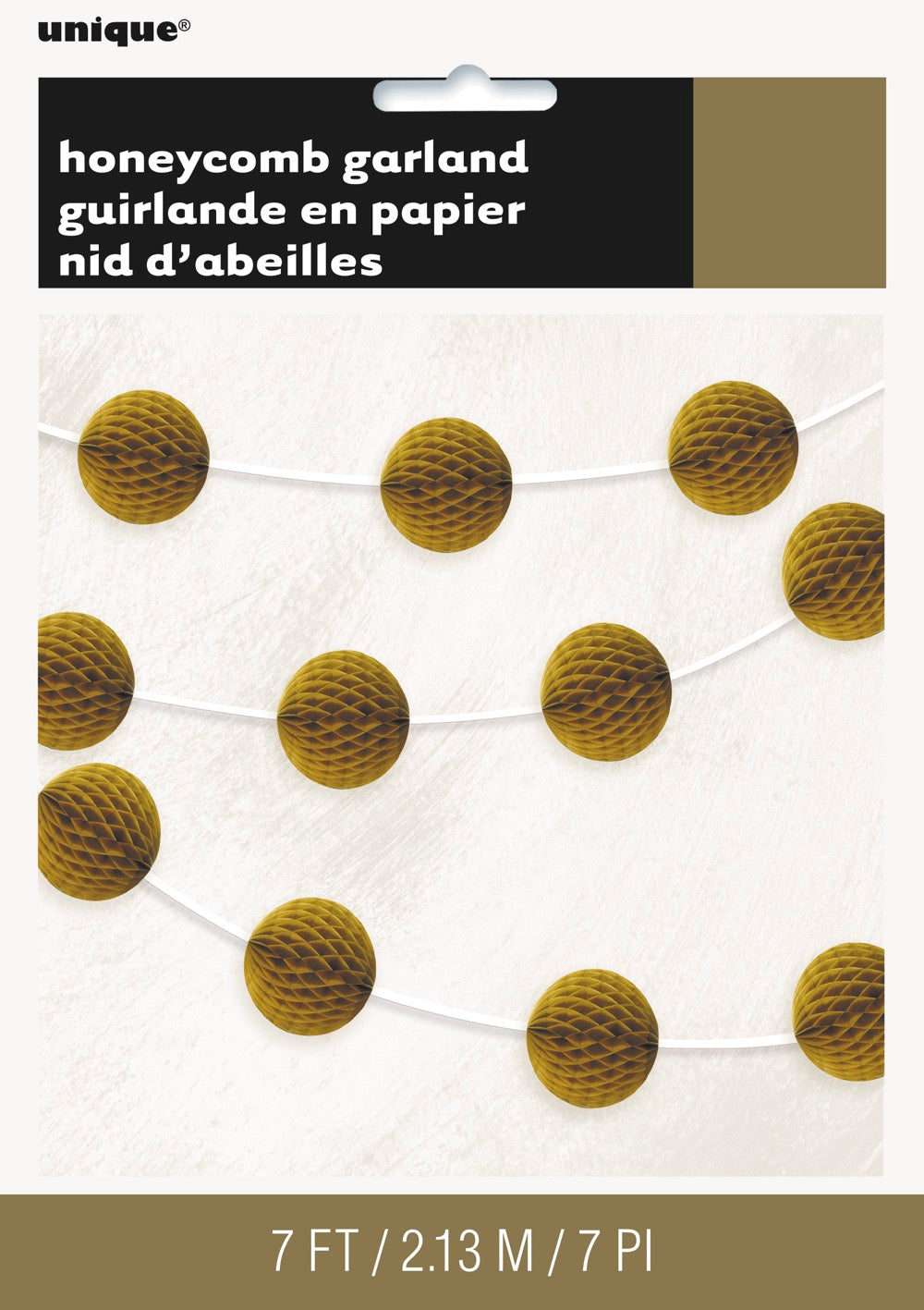 Gold Honeycomb Ball Garland 7ft