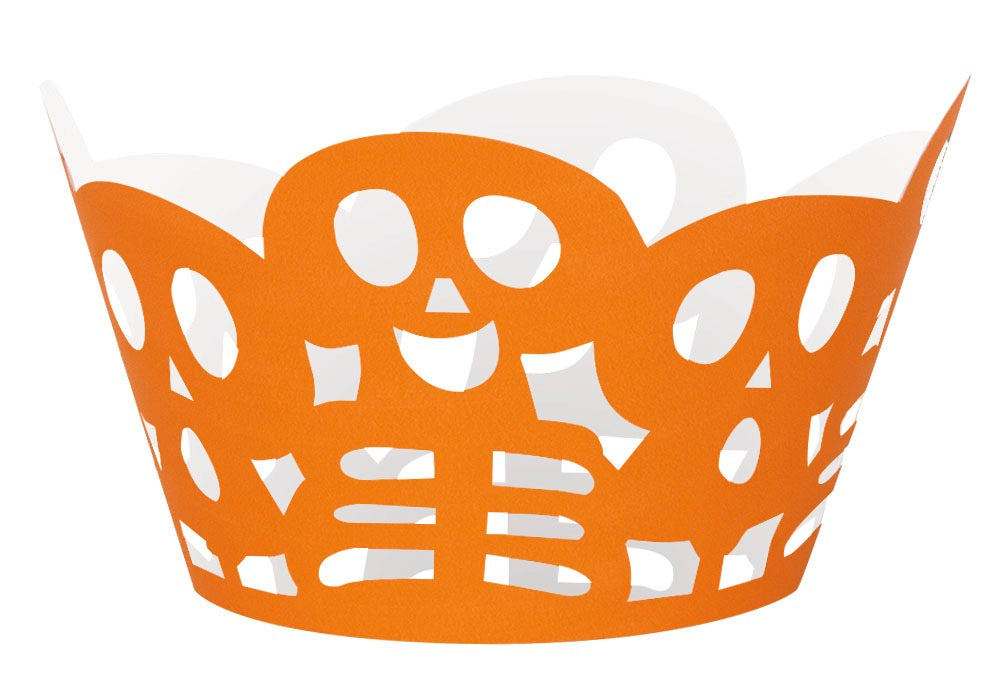 Die Cut Orange Skeleton Cupcake Wrappers 12ct