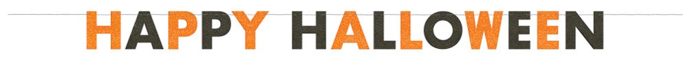 Glitter Orange and Black Happy Halloween Banner