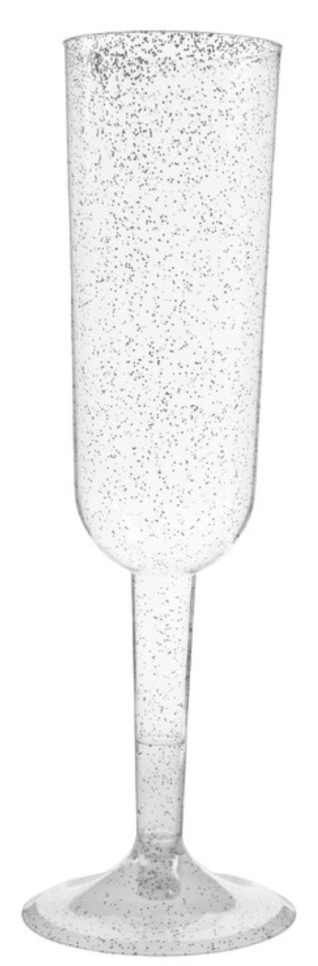Glitter Plastic 7oz Champagne Flutes 4ct