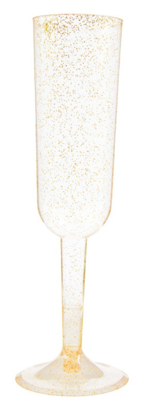 Glitter Plastic 7oz Champagne Flutes 4ct