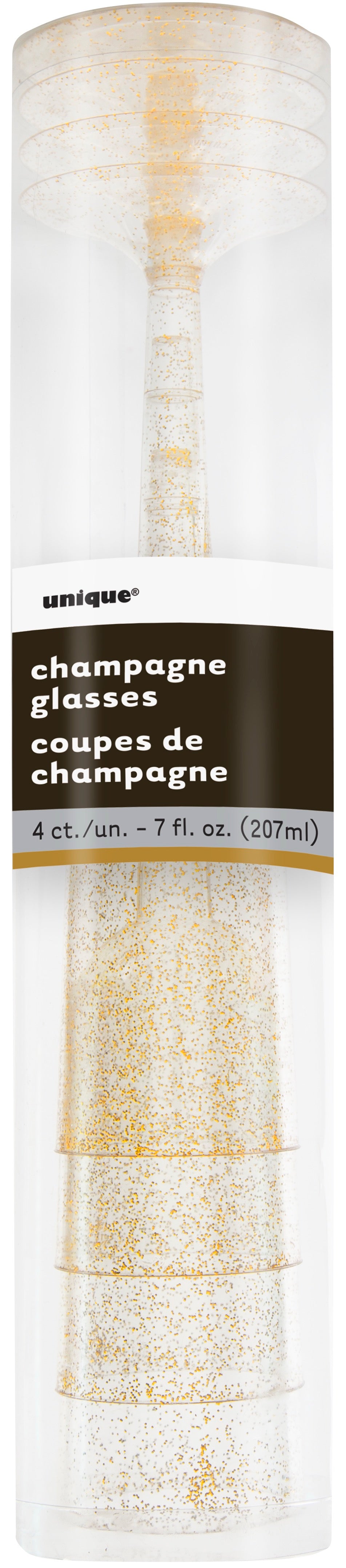 Glitter Plastic 7oz Champagne Flutes 4ct