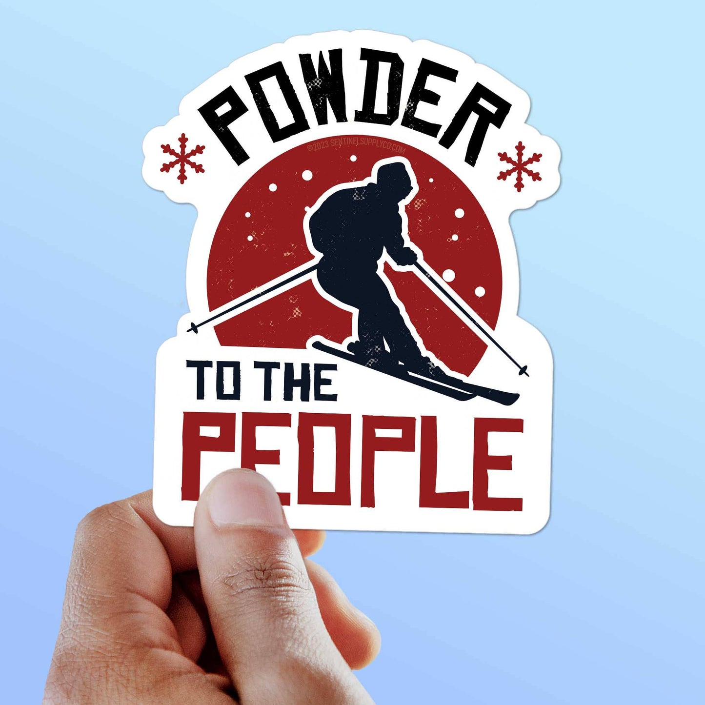 Powder to the People Skiing Bumper Sticker