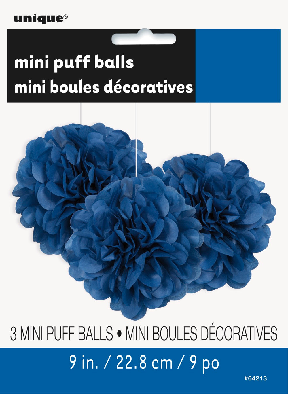Royal Blue Mini Puff Tissue Decorations 3ct