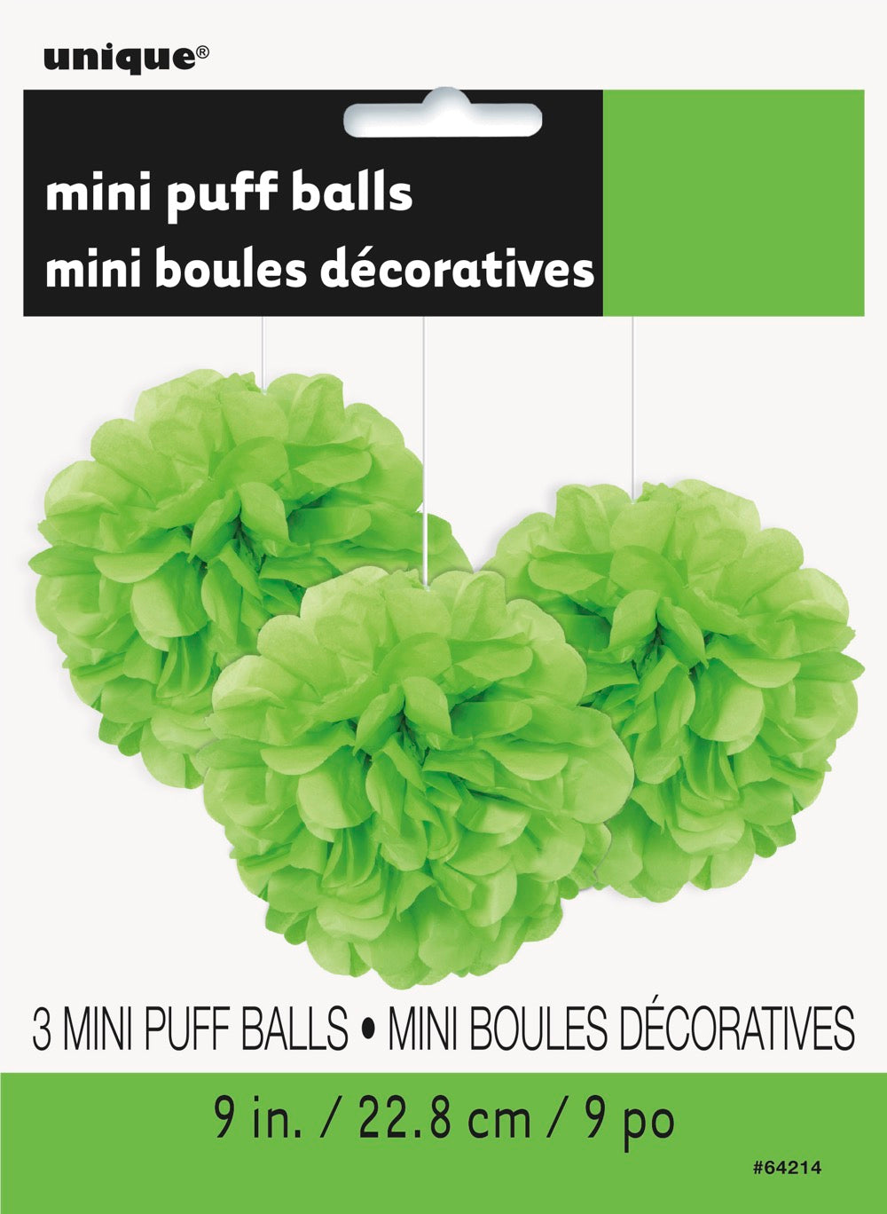 Lime Green Mini Puff Tissue Decorations 3ct