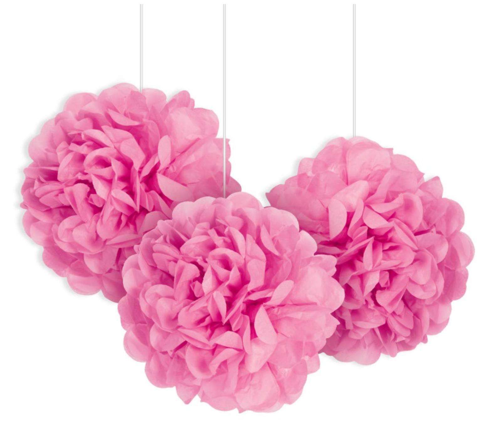 Hot Pink Mini Puff Tissue Decorations 3ct