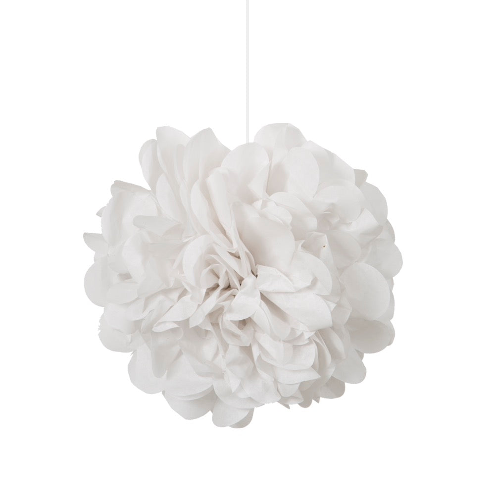White Mini Puff Tissue Decorations 3ct