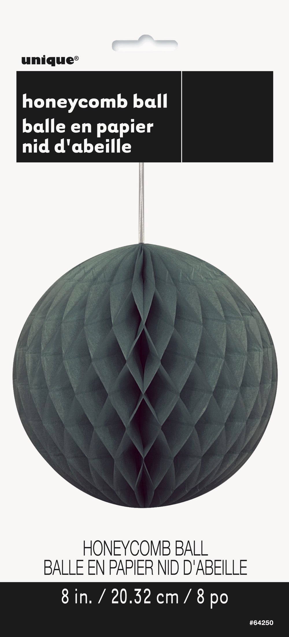 Black Solid 8in Honeycomb Ball