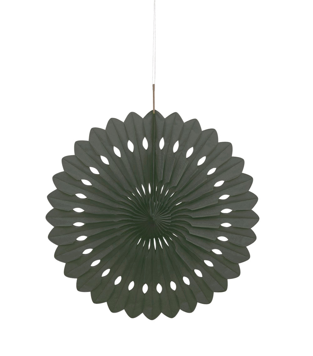 Black Solid 16in Tissue Paper Fan