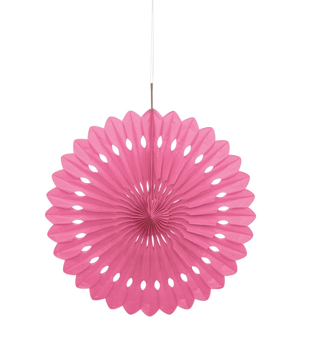 Hot Pink Solid 16in Tissue Paper Fan