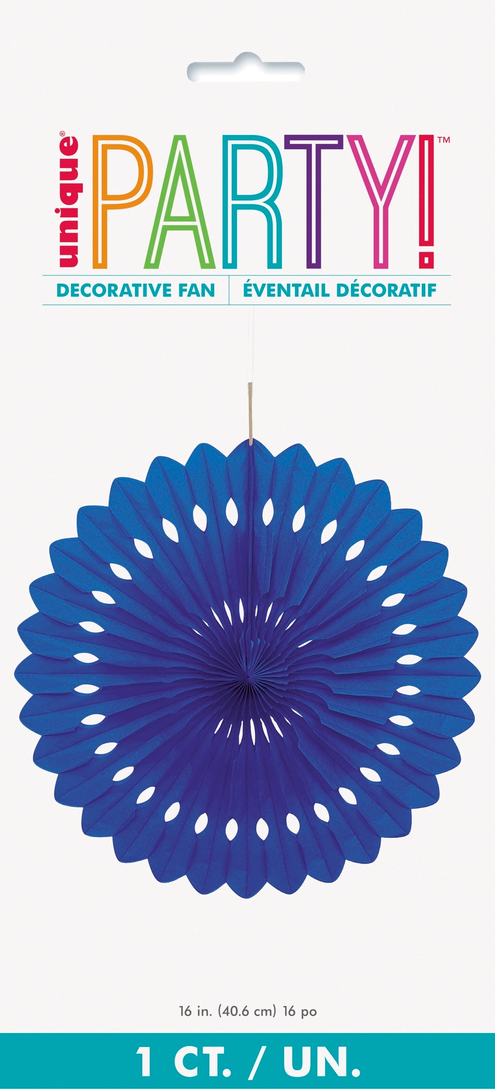 Royal Blue Solid 16in Tissue Paper Fan