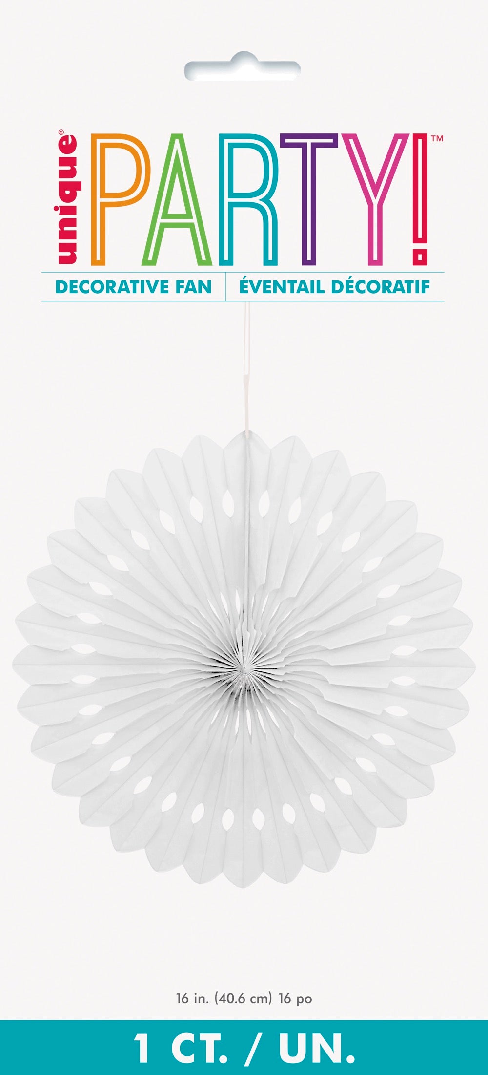 White Solid 16in Tissue Paper Fan