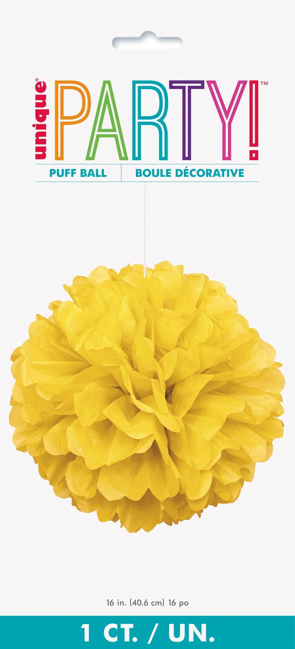 Yellow Solid 16in Hanging Tissue Pom Pom