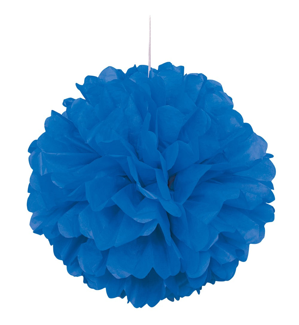 Royal Blue Solid 16in Hanging Tissue Pom Pom