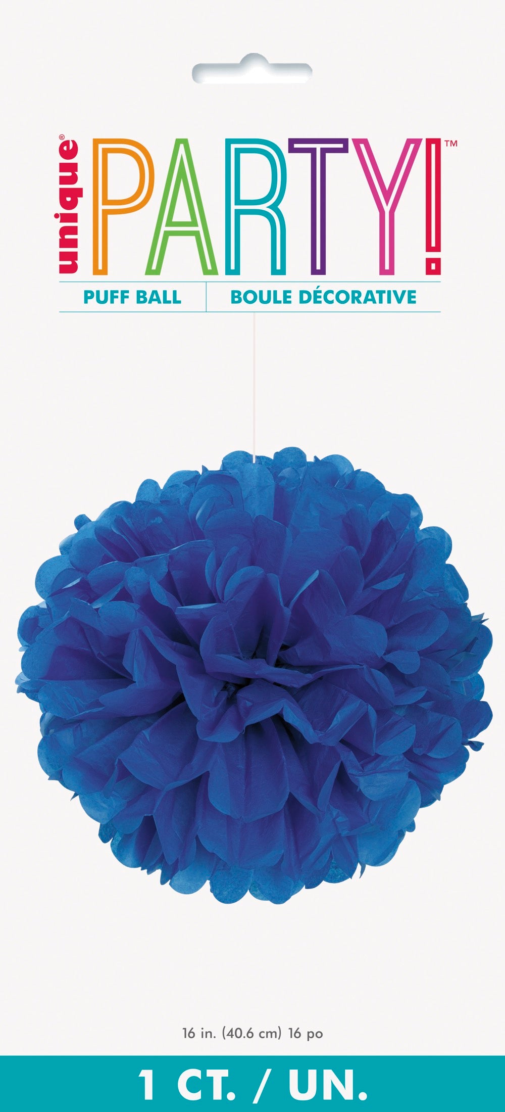 Royal Blue Solid 16in Hanging Tissue Pom Pom