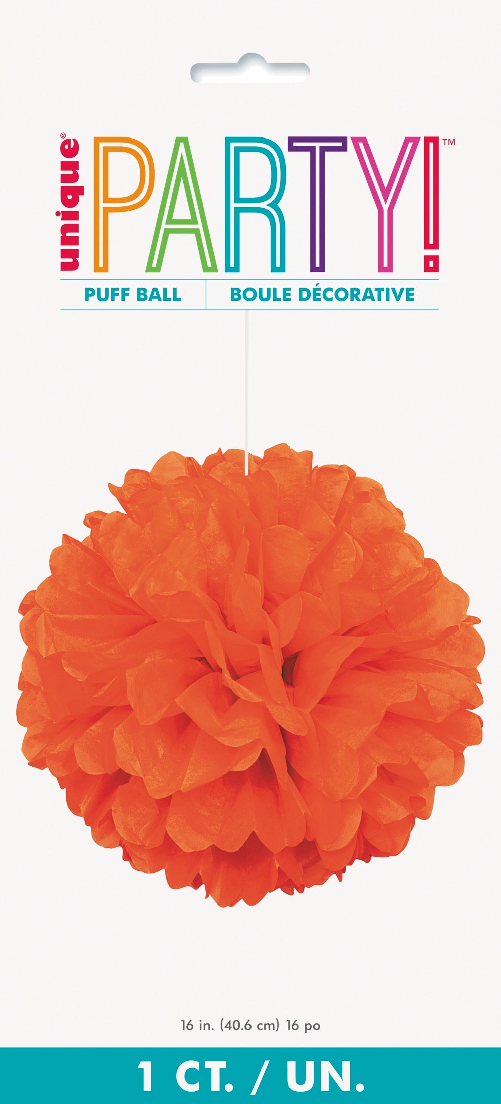 Orange Solid 16in Hanging Tissue Pom Pom