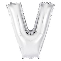 14in Silver Letter V Shaped Foil Balloon