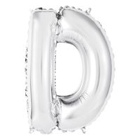 14in Silver Letter D Shaped Foil Balloon