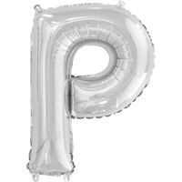 14in Silver Letter P Shaped Foil Balloon