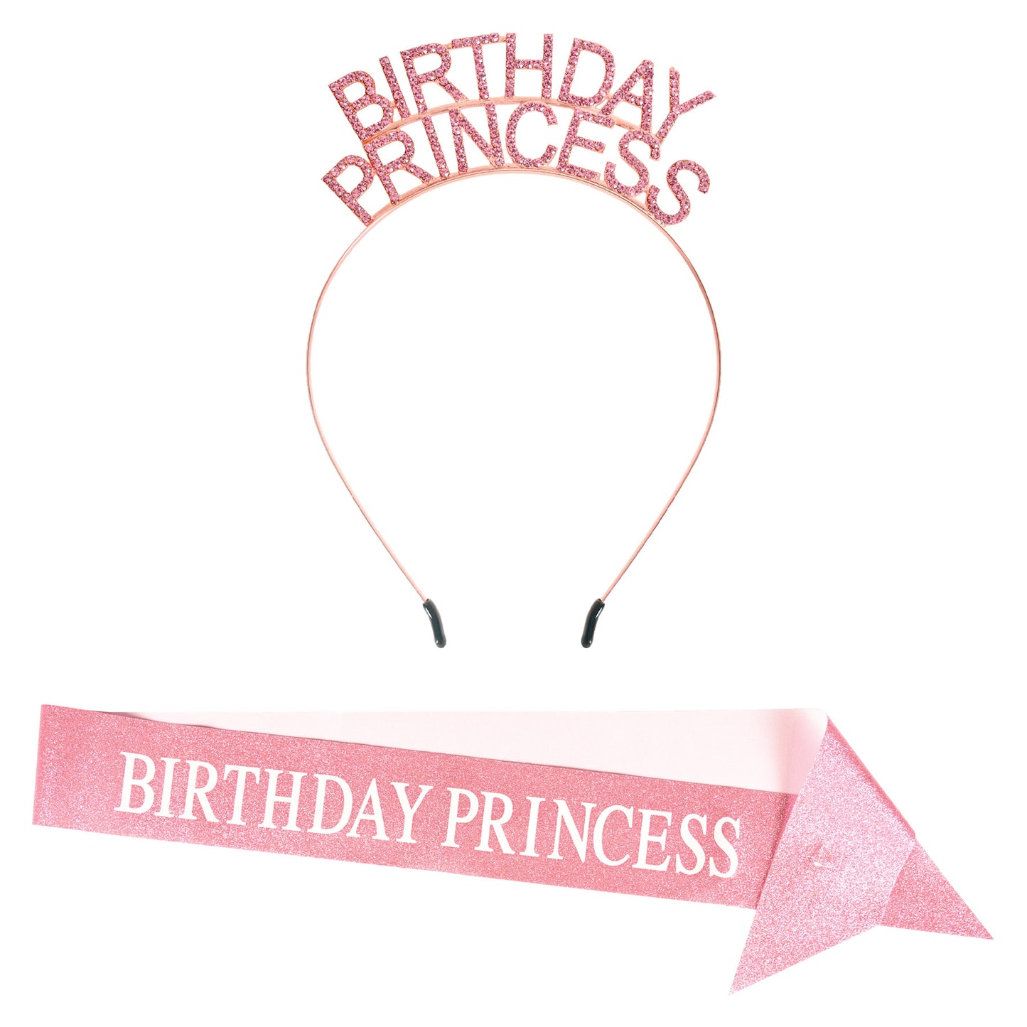 Birthday Princess Headband & Glittered Sash Set