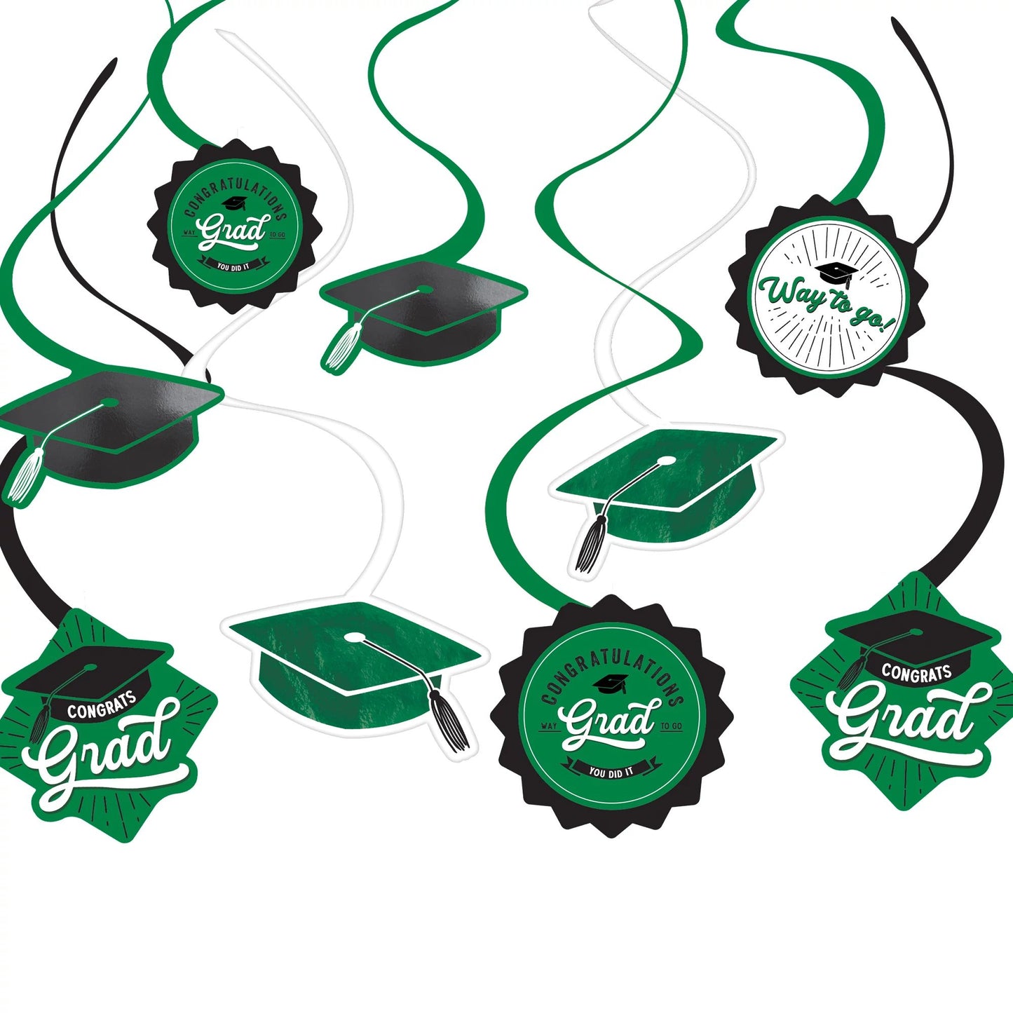 School Spirit Swirl Decorations - Green
