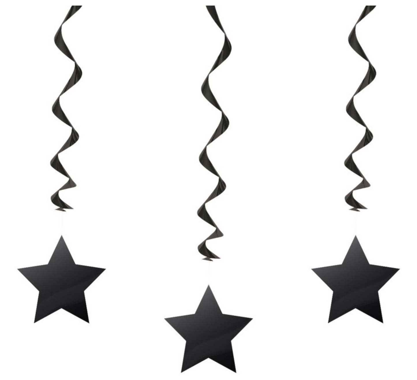 Black Solid Hanging Swirl Decorations 26in 3ct