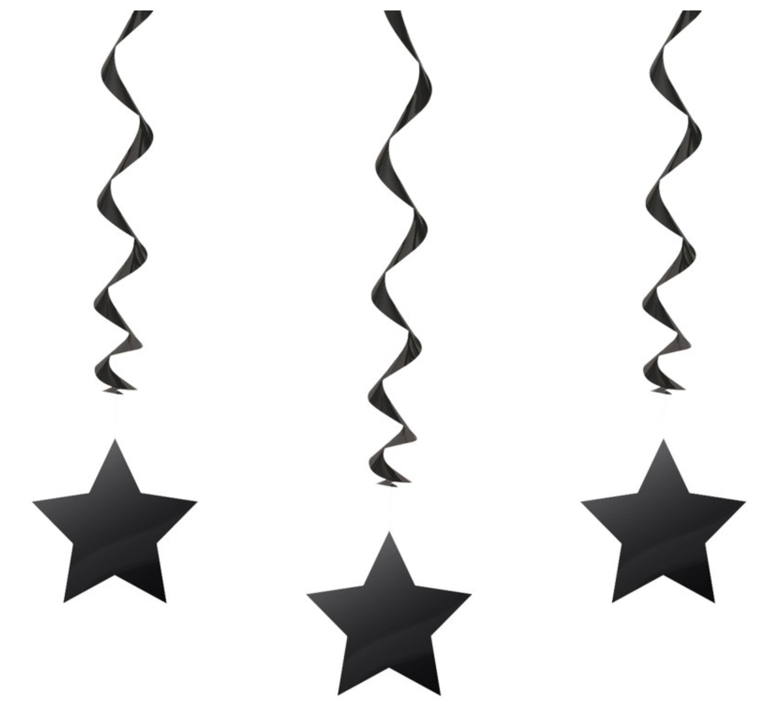 Black Solid Hanging Swirl Decorations 26in 3ct