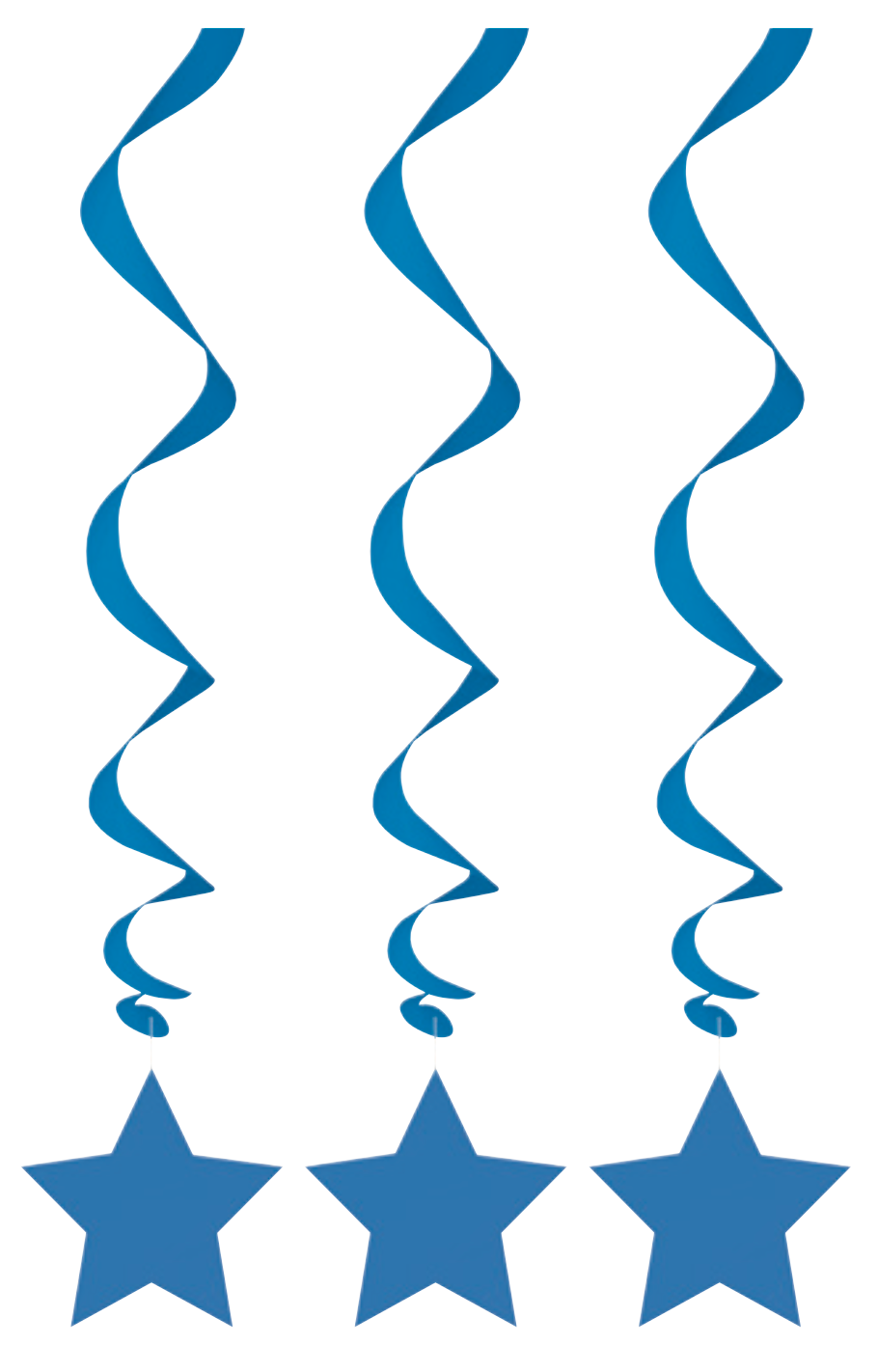 Royal Blue Solid Hanging Swirl Decorations 26in 3ct