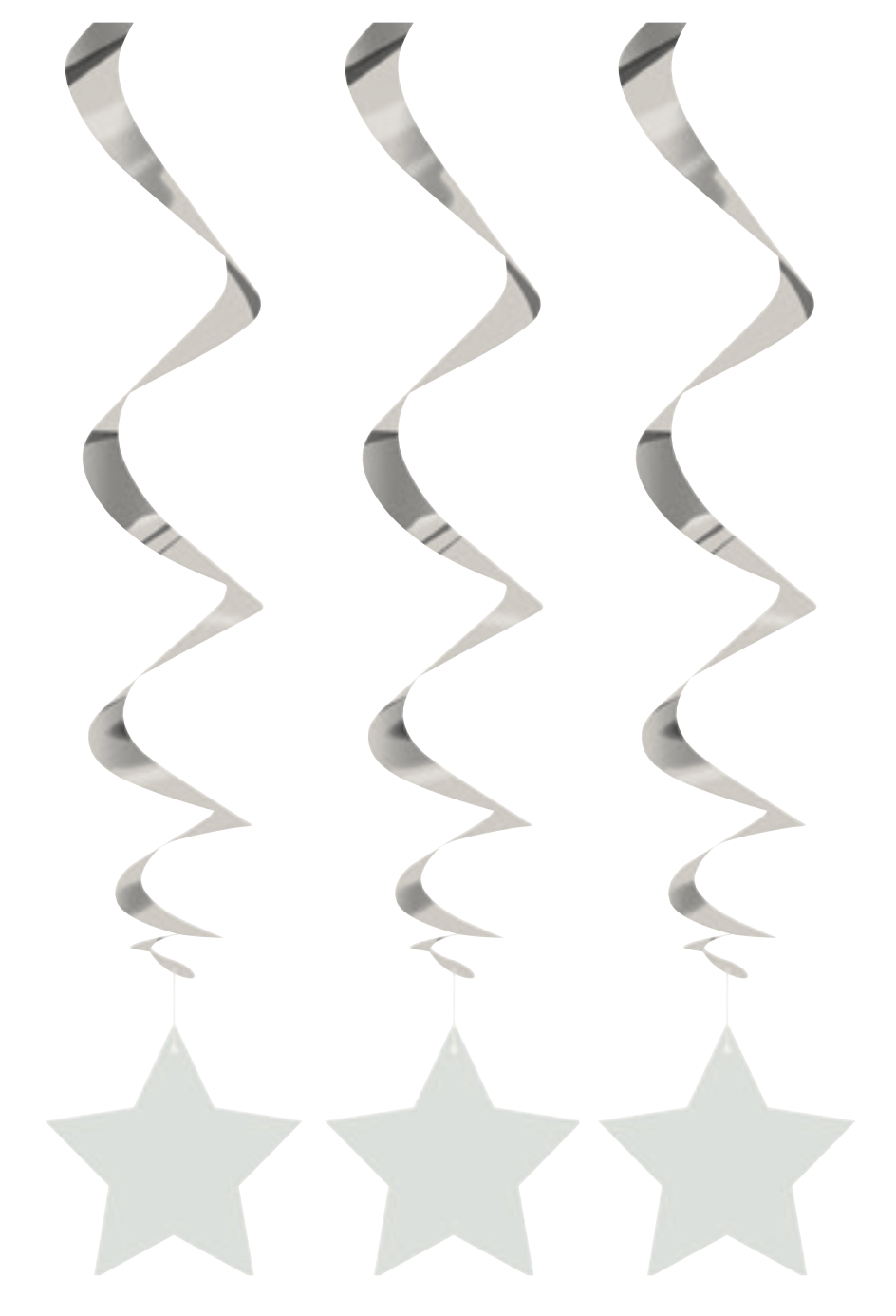 Silver Solid Hanging Swirl Decorations 26in 3ct