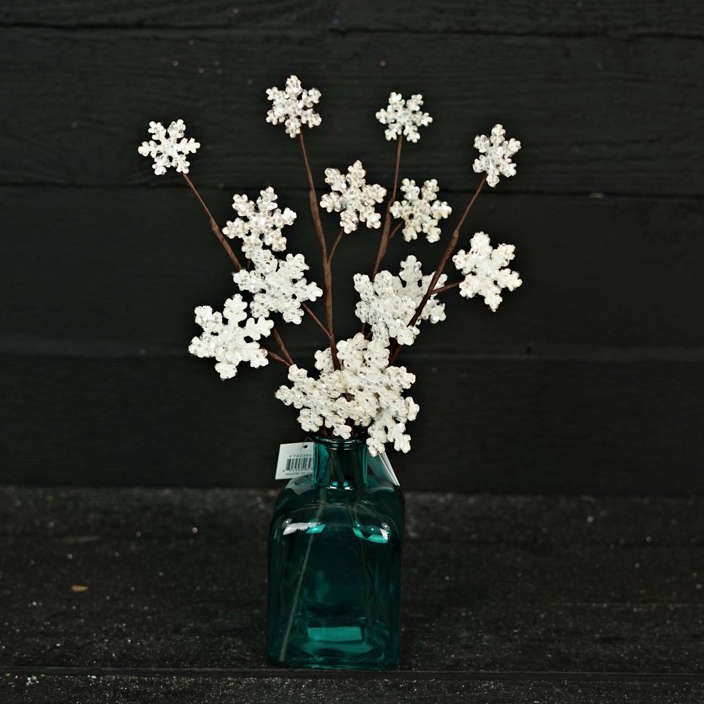 15in Glitter Wood Snowflake Pick