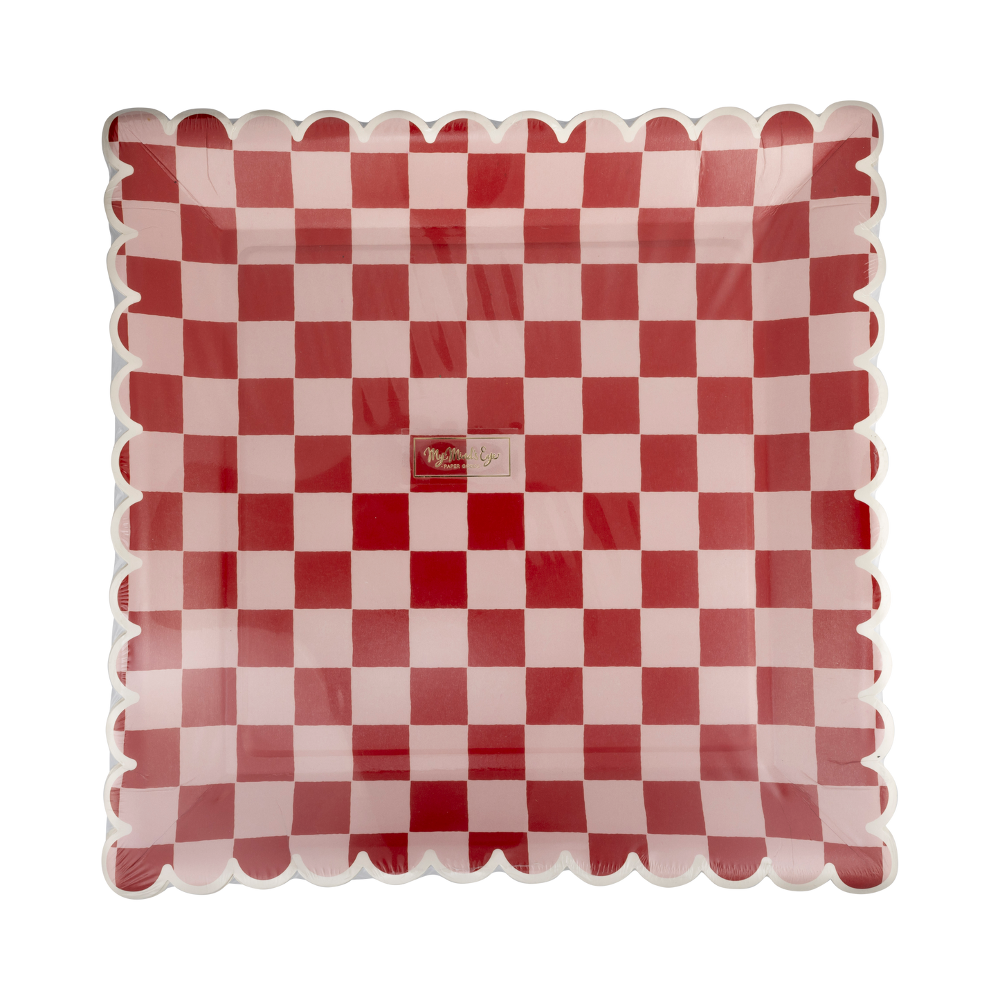 Pink and Red Checked Paper Plates 8ct