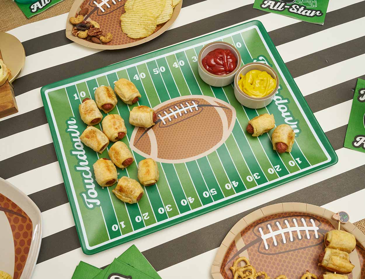 Tailgate Football Melamine Rectangle Platter