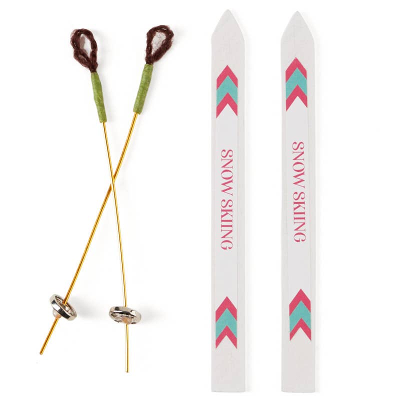 Miniature Snow Skis and Poles